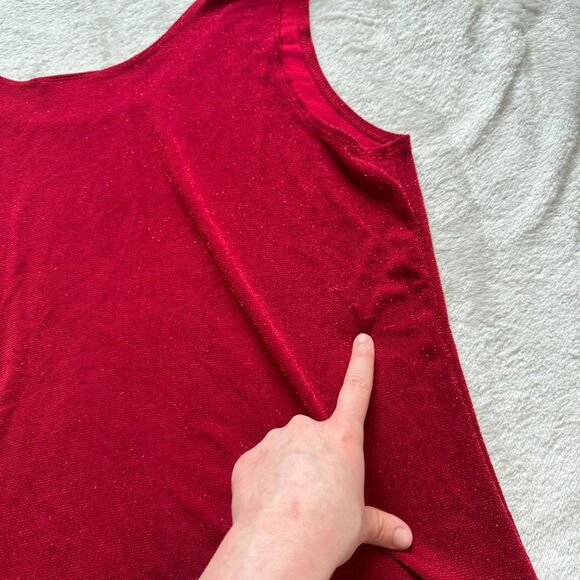 Vintage Chico's Tank Top \ 90s Textured Red Tank Top with Gold Glitter - Picture 6 of 7